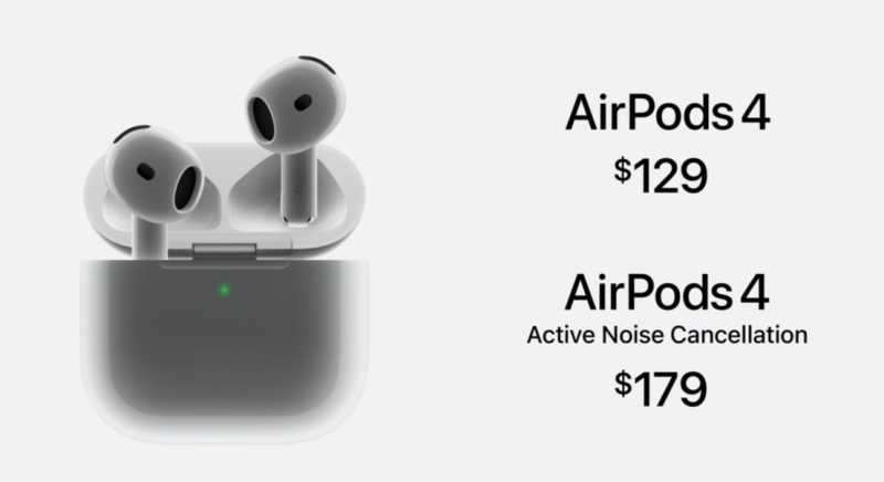 Apple представила наушники AirPods 4 за $129 — за версию с шумоподавлением придётся доплатить $50