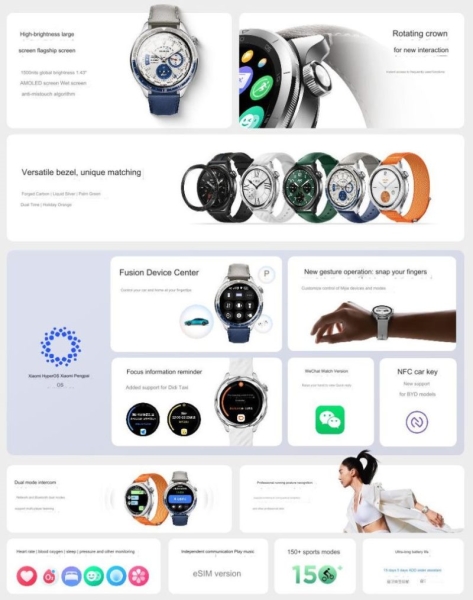 Представлены смарт-часы Xiaomi Watch S4 — 1,43" дисплей AMOLED, 5–15 дней автономности, HyperOS 2 и eSIM за $135