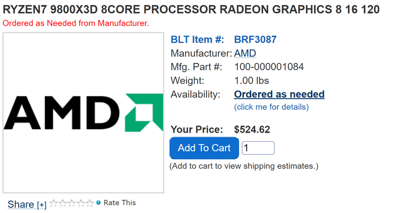 Ryzen 7 9800X3D приближается — процессор начал появляться в ассортименте магазинов