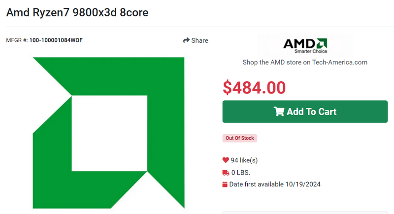 Ryzen 7 9800X3D приближается — процессор начал появляться в ассортименте магазинов