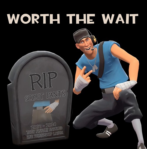 Valve исправила штаны Разведчика синей команды в Team Fortress 2 &mdash; 17 лет они были неправильного цвета