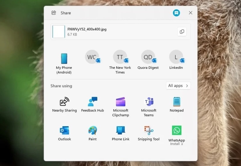 Кнопка &laquo;Поделиться&raquo; появилась в меню &laquo;Пуск&raquo; и панели задач Windows 11