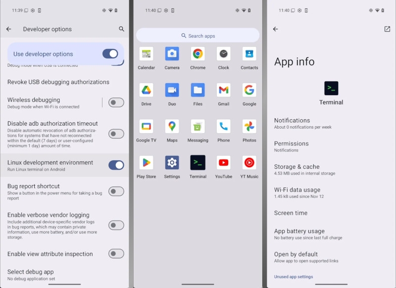 В свежей тестовой версии Android 15 появился &laquo;Терминал&raquo; для запуска Linux-программ