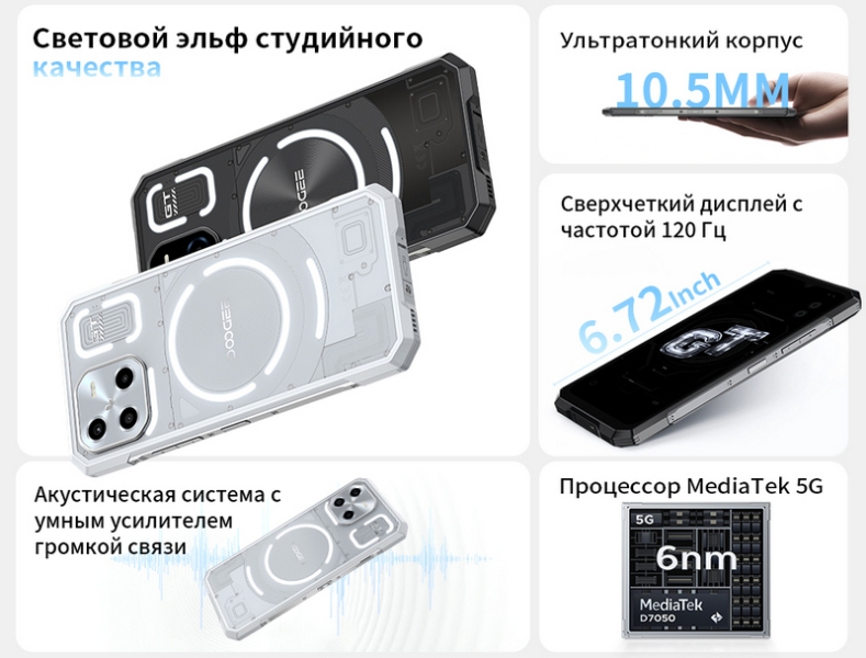 Doogee выпустила прочный смартфон&nbsp;Blade GT с яркой и необычной подсветкой