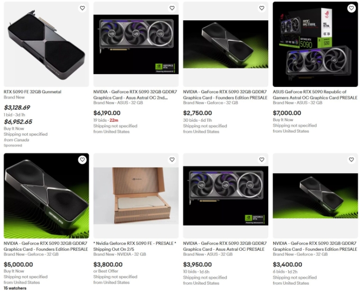 Спекулянты начали собирать заказы на GeForce RTX 5090&nbsp;&mdash; цены достигли $7000, хотя карта ещё не поступила в продажу