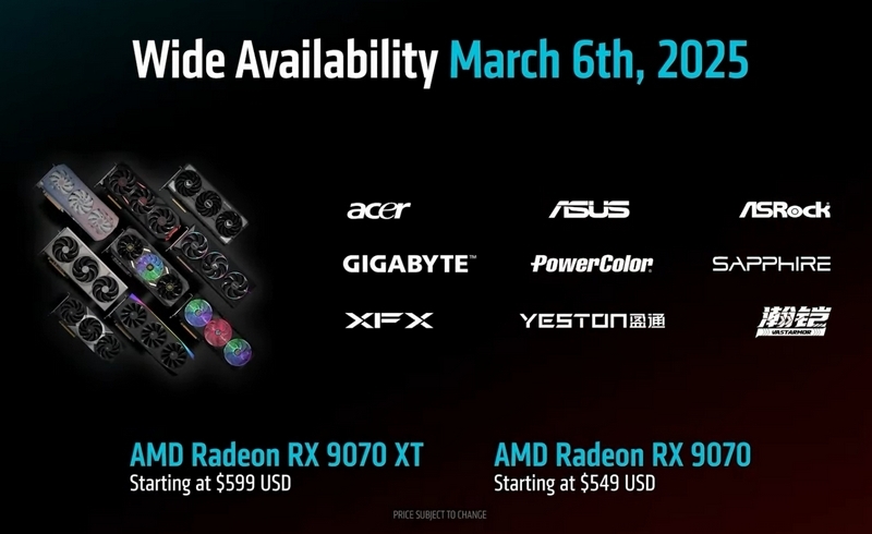 AMD представила видеокарты нового поколения Radeon RX 9070 и RX 9070 XT по цене от $549