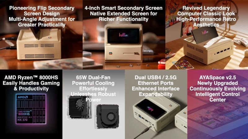 AyaNeo представила вдохновлённый Macintosh мини-ПК с откидным экраном и чипом AMD Strix Point