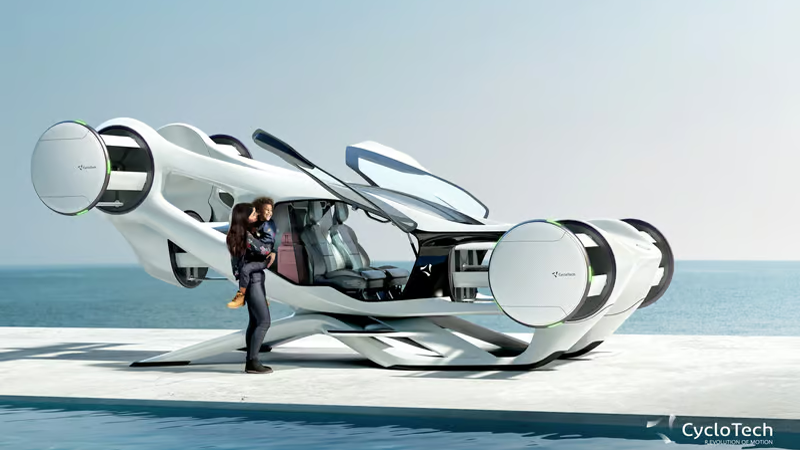 Cyclotech впервые подняла в воздух проворный летающий автомобиль с роторными «бочонками» вместо пропеллеров