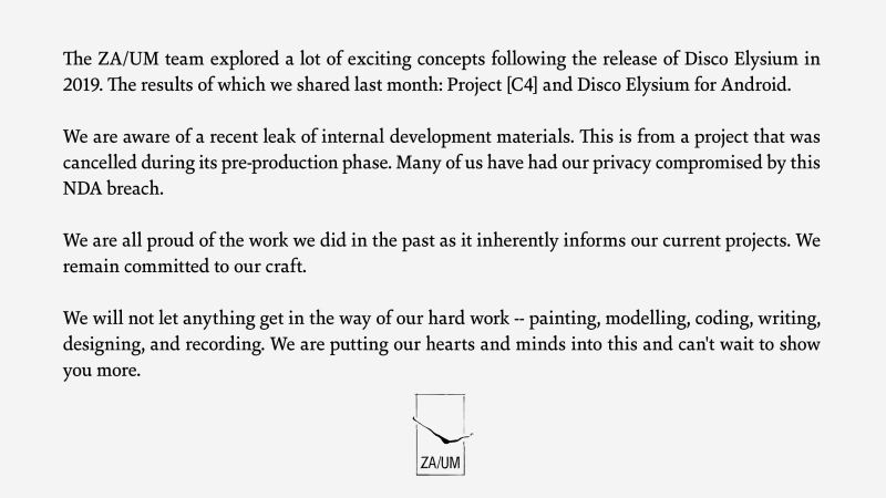 ZA/UM отреагировала на утечку &laquo;одиночной кооперативной игры&raquo; Locust City во вселенной Disco Elysium